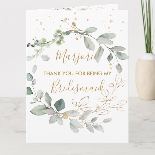 Cartão De Agradecimento Água verde e folhas de ouro Obrigado (Frente)