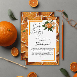 Cartão De Agradecimento Ah Bebê Um Pequeno Lindo Festa de Bebê Laranja Cit