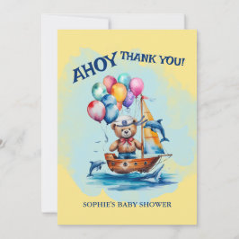 Cartão De Agradecimento Ahoy É Um Chá de fraldas De Tema Náutico Rapaz
