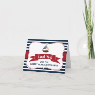 Cartão De Agradecimento Ahoy It's A Boy! Nautical Boat Baby Shower Thanks