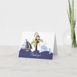 Cartão De Agradecimento Ahoy Mate Whale & Monkey Thank you Card