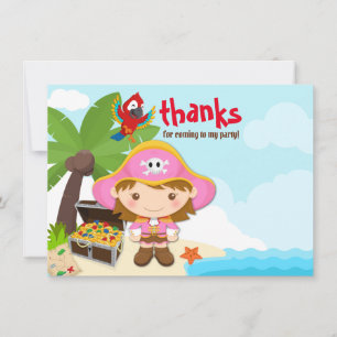 Cartão De Agradecimento Ahoy Matey! Aniversário do Pirata Rosa