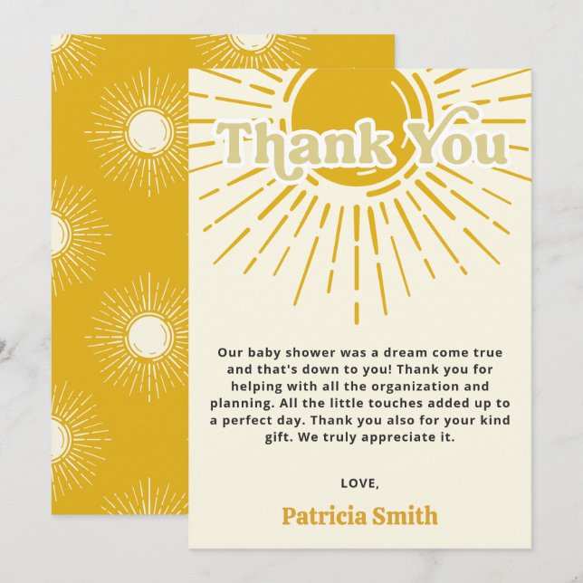 Cartão De Agradecimento Aí vem o filho do chá de fraldas do menino retrô (Frente/Verso)