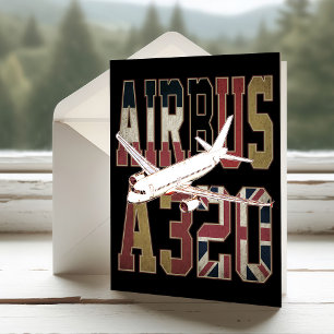 Cartão De Agradecimento Airbus a320 Jetliner. Vintage European Flags