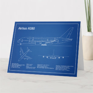 Cartão De Agradecimento Airbus a380 - Desenho do Projeto do Avião AD