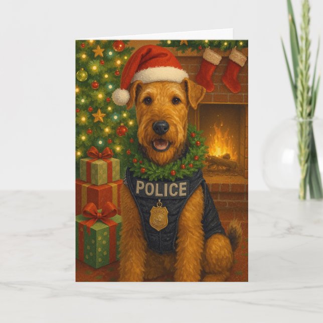Cartão De Agradecimento Airedale Terrier Holiday Card (Frente)