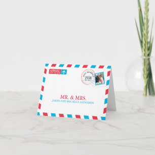 Cartão De Agradecimento Airmail Wedding Obrigado