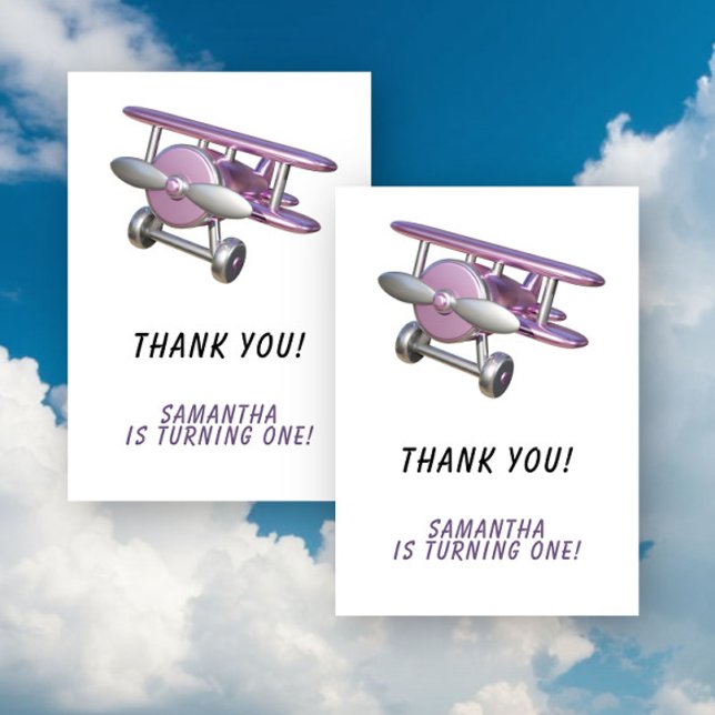 Cartão De Agradecimento Airplane First Birthday Thank you (Criador carregado)