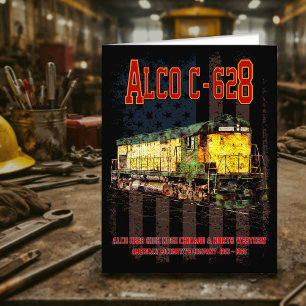 Cartão De Agradecimento Alco C-628 Locomotiva Diesel e bandeira americana
