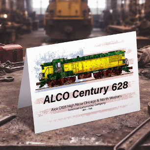 Cartão De Agradecimento Alco C-628 Locomotiva Diesel e bandeira americana