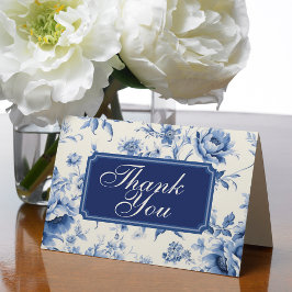 Cartão De Agradecimento Algo Azul Floral Toile Francês Chinoiserie