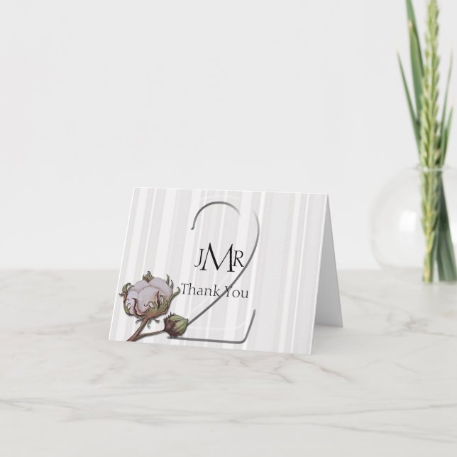 Cartão De Agradecimento Algodão no segundo Stripe Aniversário Obrigado (Frente)