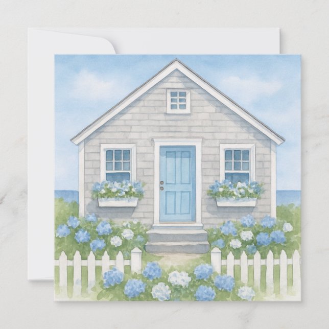 Cartão De Agradecimento Algodão Quaint Nantucket Watercolor Summer (Frente)