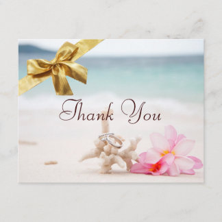 Cartão De Agradecimento Alianças de casamento no obrigado da praia você