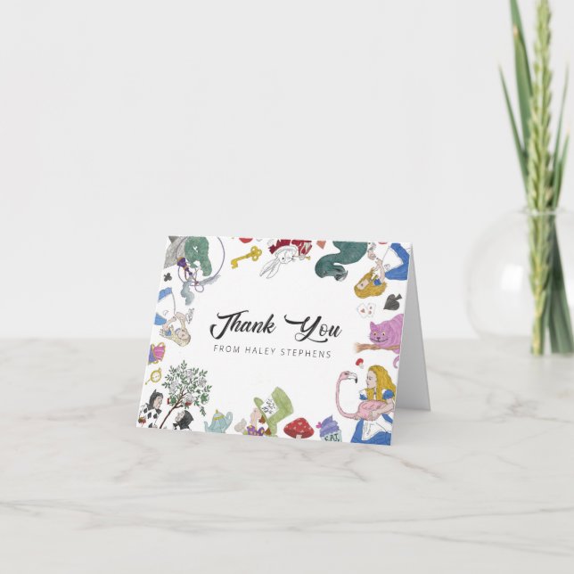 Cartão De Agradecimento Alice In Wonderland Thank You Cards (Frente)