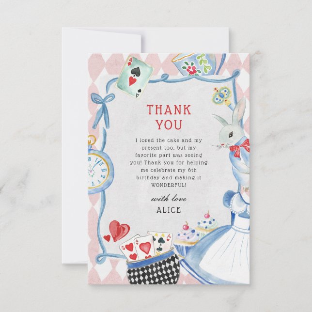 Cartão De Agradecimento Alice no País das Maravilhas (Frente)