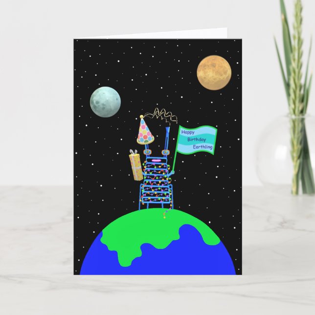 Cartão De Agradecimento Alien Birthday card new verse by Jo Images (Frente)