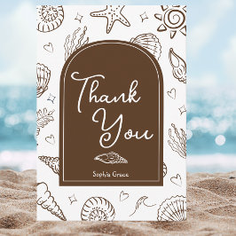 Cartão De Agradecimento All I Sea is Love Brown Thank You Card