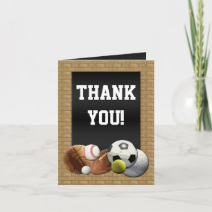 Cartão De Agradecimento All Star Sports Balls w/ Brick Wall