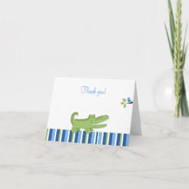 Cartão De Agradecimento Alligator dobrado Obrigado - Azul/Verde