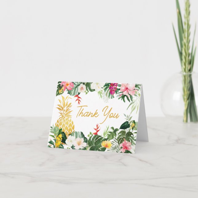 Cartão De Agradecimento Aloha Baby Pineapple Baby Shower (Frente)