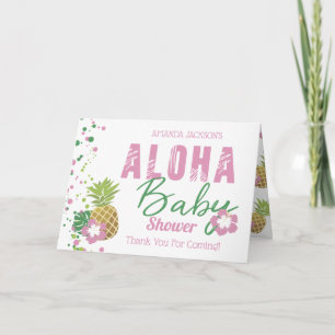 Cartão De Agradecimento Aloha Baby Pink & Green - Foto de abacaxi tropical