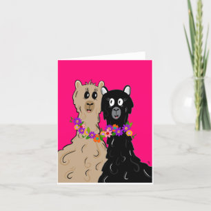 Cartão De Agradecimento Alpaca está com colar de flores