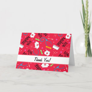 Cartão De Agradecimento Ama uma enfermeira Obrigado Arte Médica Vermelha