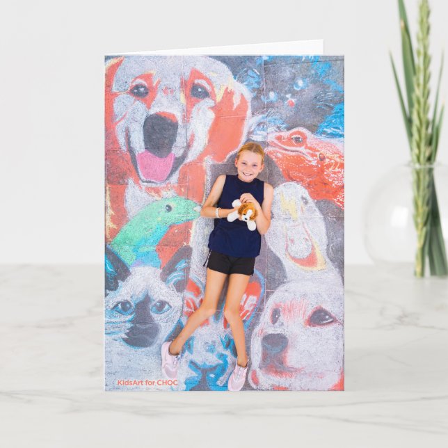 Cartão De Agradecimento Amante de Animais - Arte Infantil para CHOC (Frente)