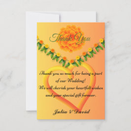 Cartão de agradecimento amarelo açafrão vibrante