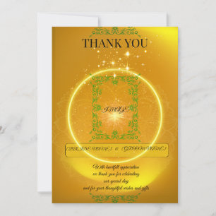 Cartão de Agradecimento Amarelo Elegante com Faísc