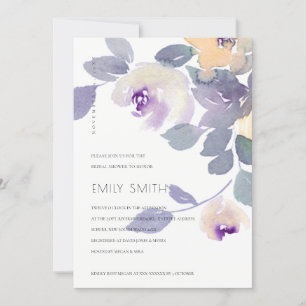 CARTÃO DE AGRADECIMENTO AMARELO MAUVE LILAC FLORAL CHÁ DE PANELA INVITE