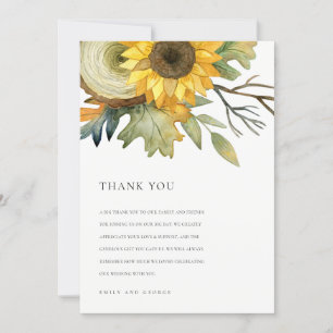CARTÃO DE AGRADECIMENTO AMARELO SFLOWER AUTUMN WATERCOLOR FLORAL WEDDING