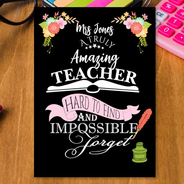 Cartão De Agradecimento Amazing Teacher Floral Thank You appreciation  (Criador carregado)