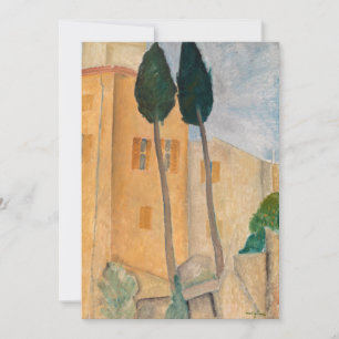 Cartão De Agradecimento Amedeo Modigliani - Ciprestes e Casas em Cagnes