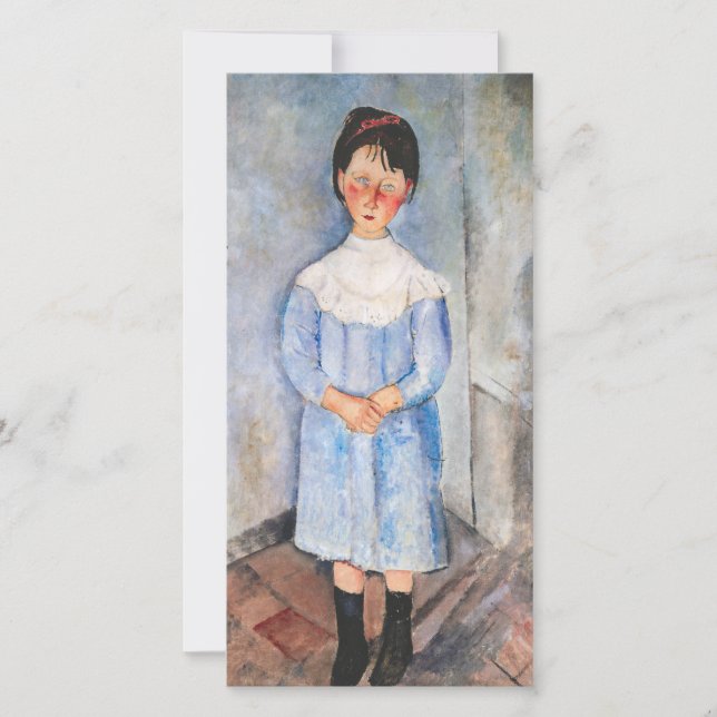 Cartão De Agradecimento Amedeo Modigliani - Menina de Azul (Frente)