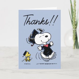 Cartão De Agradecimento Amendoins   Graduação De Snoopy & Woodstock Obriga