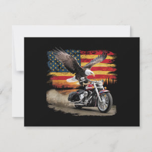 Cartão De Agradecimento American Flag Motorcycle Tshirt USA Flag Biker Ret