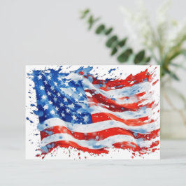 Cartão De Agradecimento American Flag USA Watercolor 4 de julho