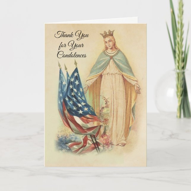 Cartão De Agradecimento American Flag Virgin Mary Condolence Thank You (Frente)