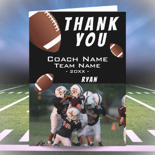 Cartão De Agradecimento American Football Ball Black Obrigado Coach Photo