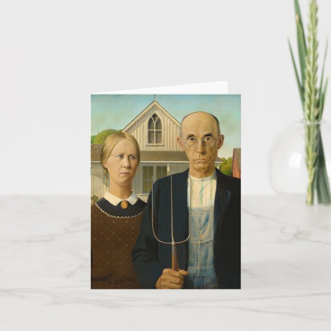 Cartão De Agradecimento American Gothic por Grant Wood (Frente)