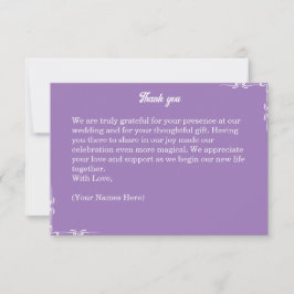 Cartão De Agradecimento ​Amethyst Purple & White Filigree Thank You Card