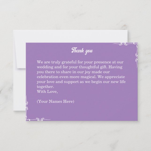 Cartão De Agradecimento ​Amethyst Purple & White Filigree Thank You Card (Frente)