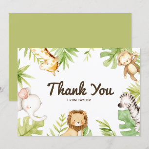 Cartão De Agradecimento Amigos de Safari de Aquarela Fofa Aniversário Trop