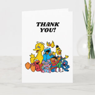 Cartão De Agradecimento Amigos Simples da Rua Sésamo 1º Aniversário