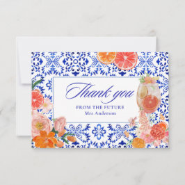 Cartão De Agradecimento Amor à primeira spritz chá de noiva laranja