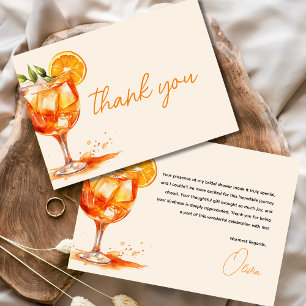 Cartão De Agradecimento Amor à Primeira Spritz Festa de Noiva Laranja