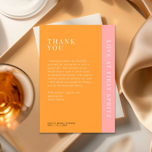 Cartão De Agradecimento Amor à Primeira Spritz Festa de Noivado Moderna