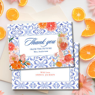 Cartão De Agradecimento Amor à primeira spritz laranja chá de noiva